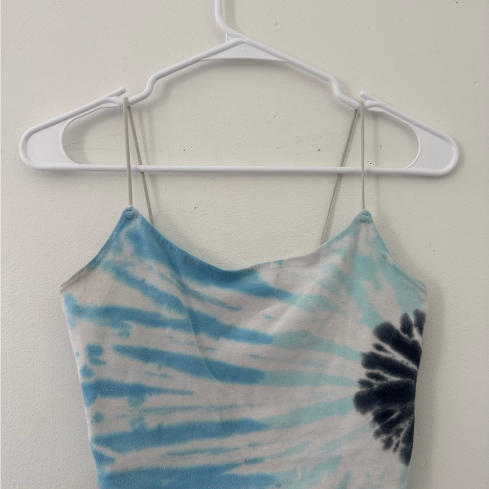 Aeropostale Sky Blue and White Tie-Dye Camisole
